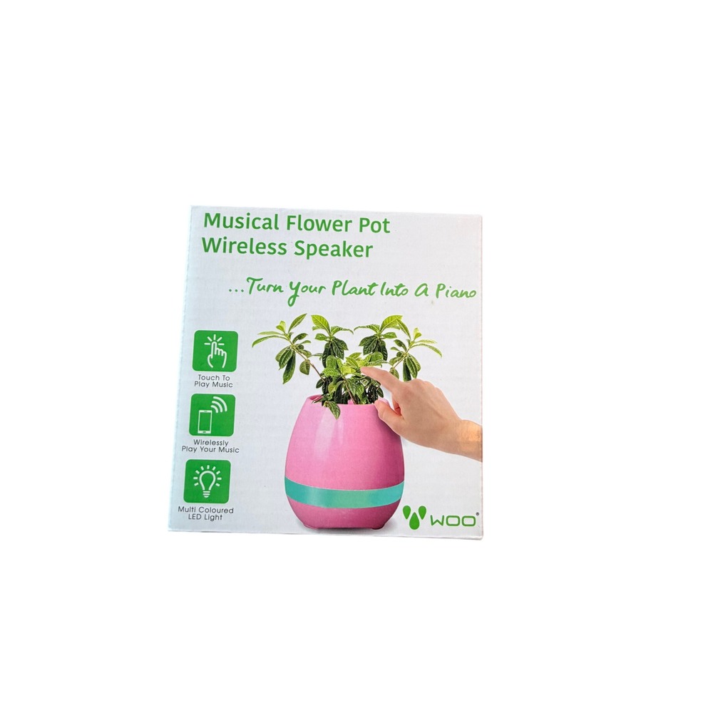 Woo Musical Flower Pot Wireless Speaker Pink Bluetooth LED Light WSP-1216 NEW - Picture 2 of 5